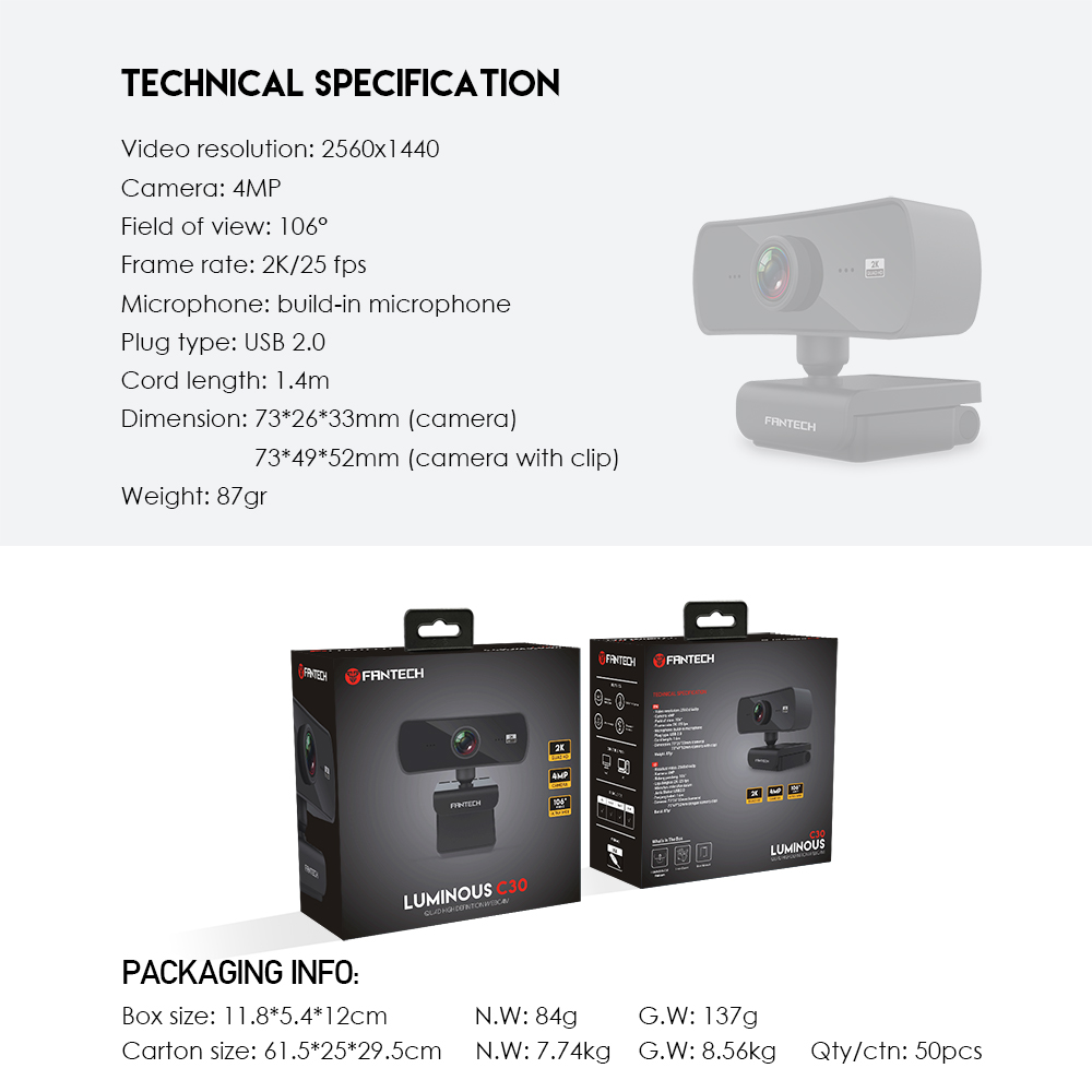 Fantech Luminous C30 2K Webcam