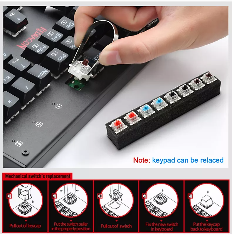 Multimedia Style Redragon K552 Wired Gamer Computer 87 Keys RGB LED Gaming Mechanical Keyboard