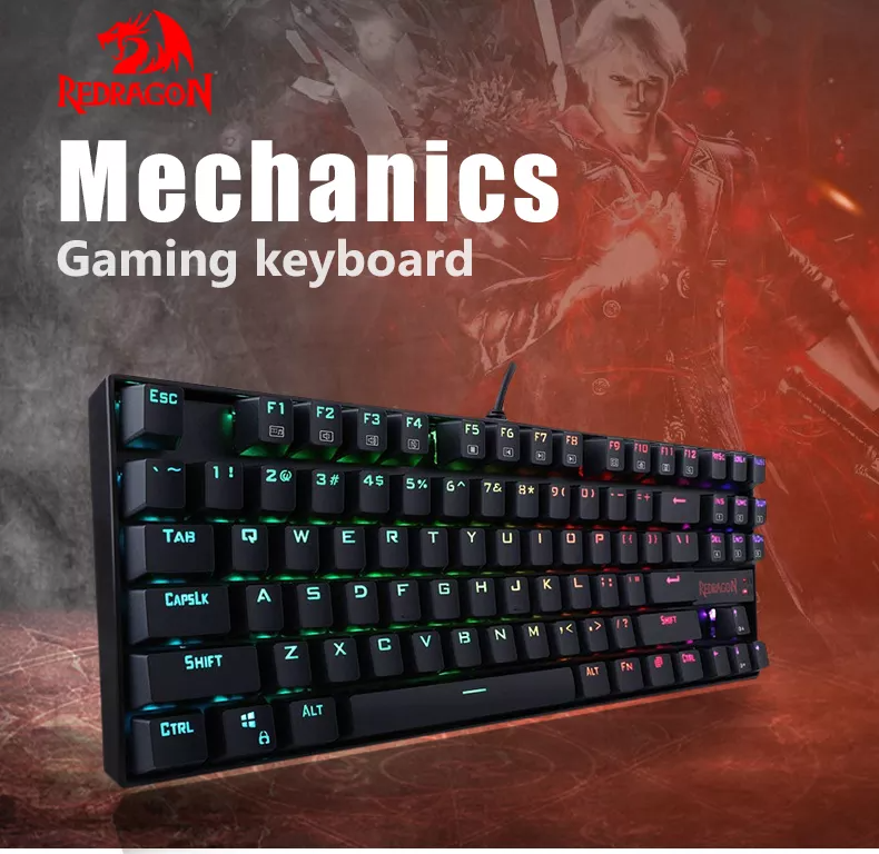 Multimedia Style Redragon K552 Wired Gamer Computer 87 Keys RGB LED Gaming Mechanical Keyboard