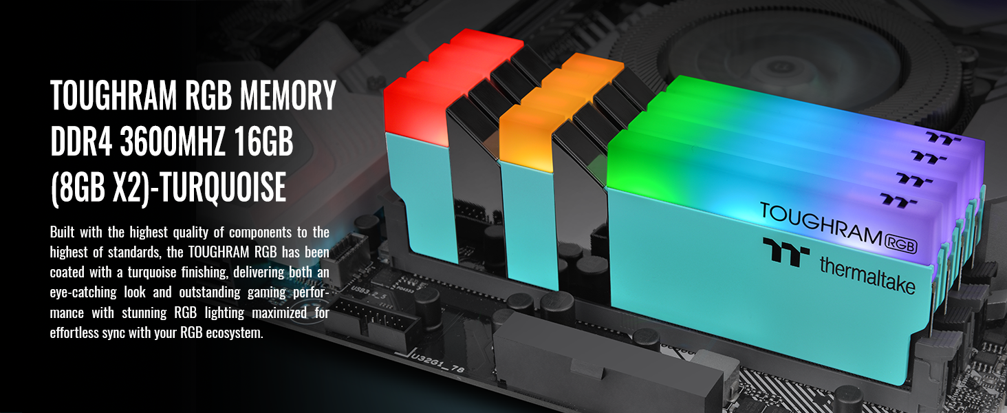 TOUGHRAM RGB Memory DDR4 3600MHz 16GB (8GB x2)-Turquoise