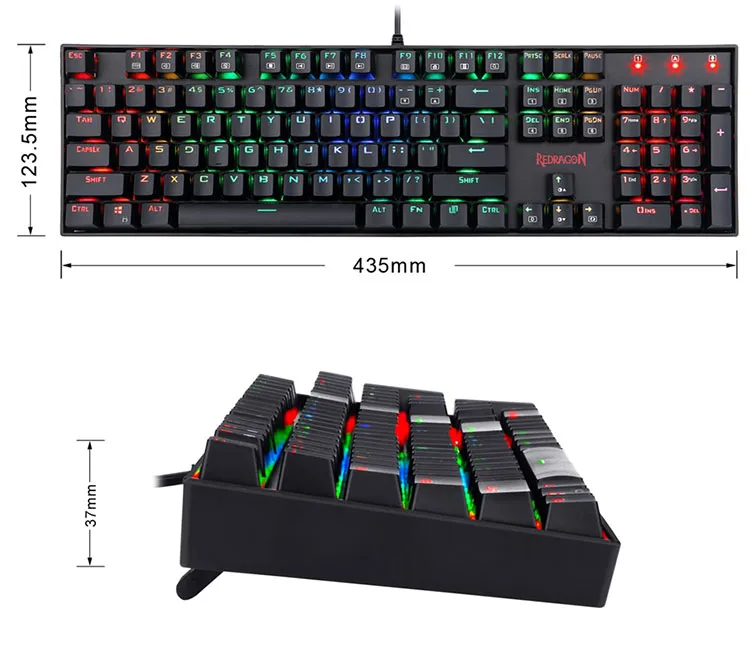 High Quality Redragon K551 Wired 104 Keys RGB Mechanical Gaming Keyboard For Gamer Office