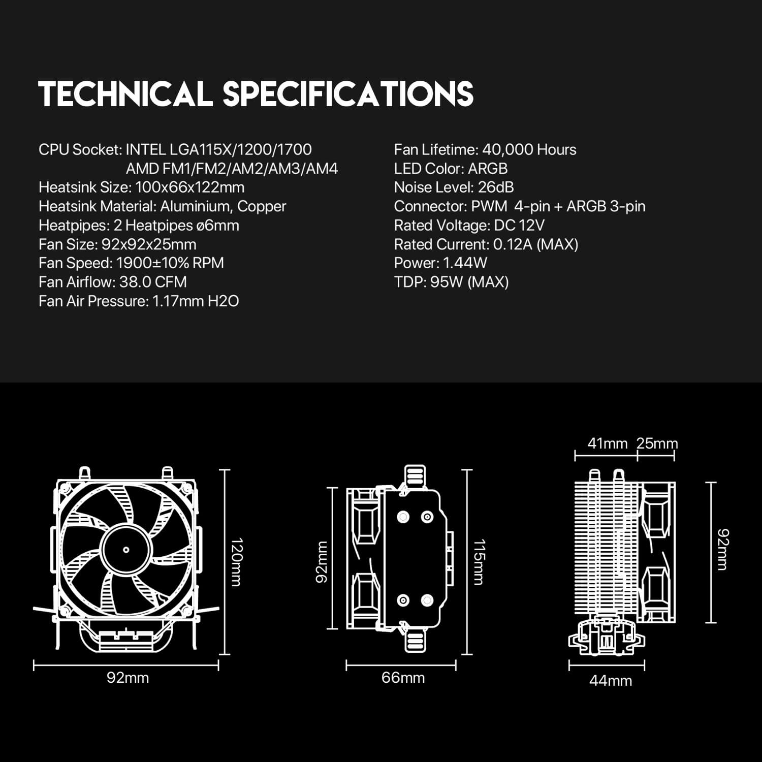 FANTECH BLIZZ FC100 ARGB CPU AIR COOLER