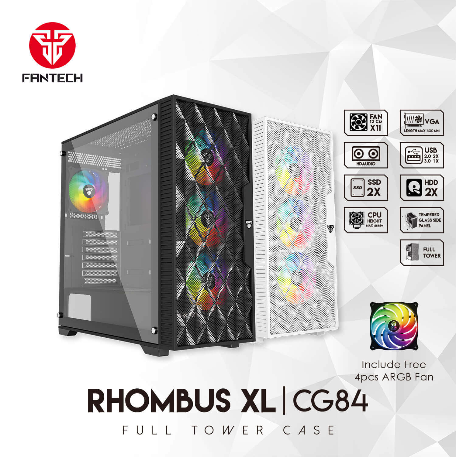 FANTECH RHOMBUS XL CG84 FULL TOWER CASE 