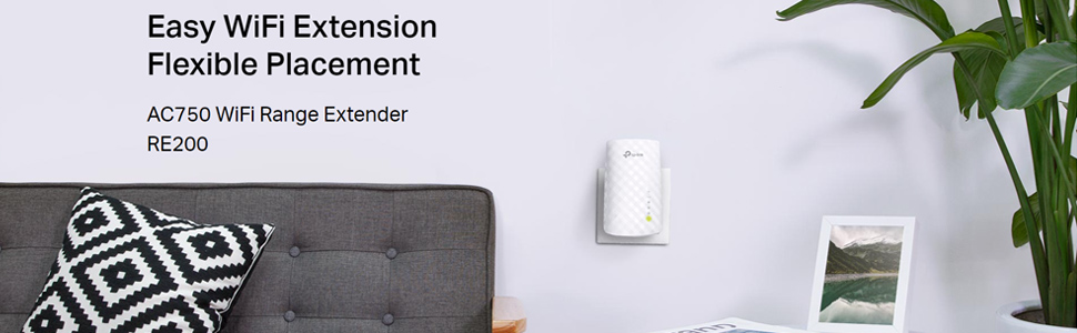 TP-link Range Extender RE200 Wi-Fi WiFi Wireless Booster repeater 750Mbps Speed Coverage AC750