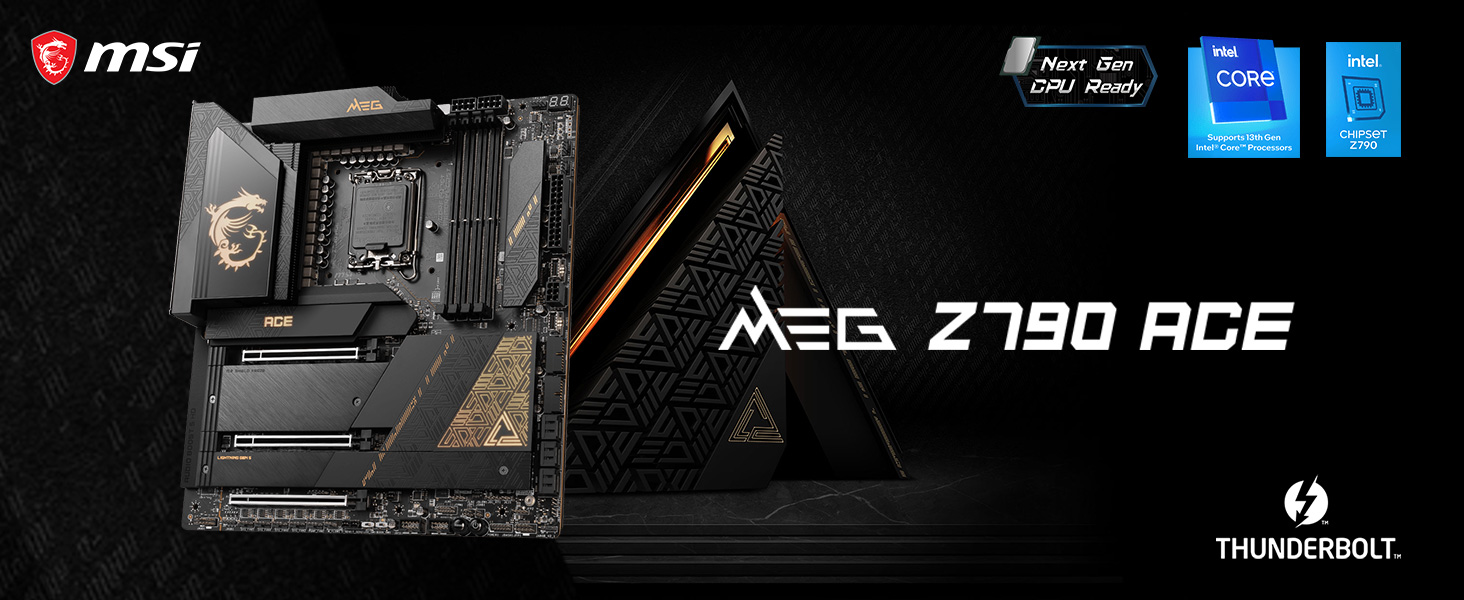 MEG Z790 Ace Motherboard gold intel 13th 12th lga 1700 e-atx ddr5 pcie 5.0 m.2 argb wifi 6e