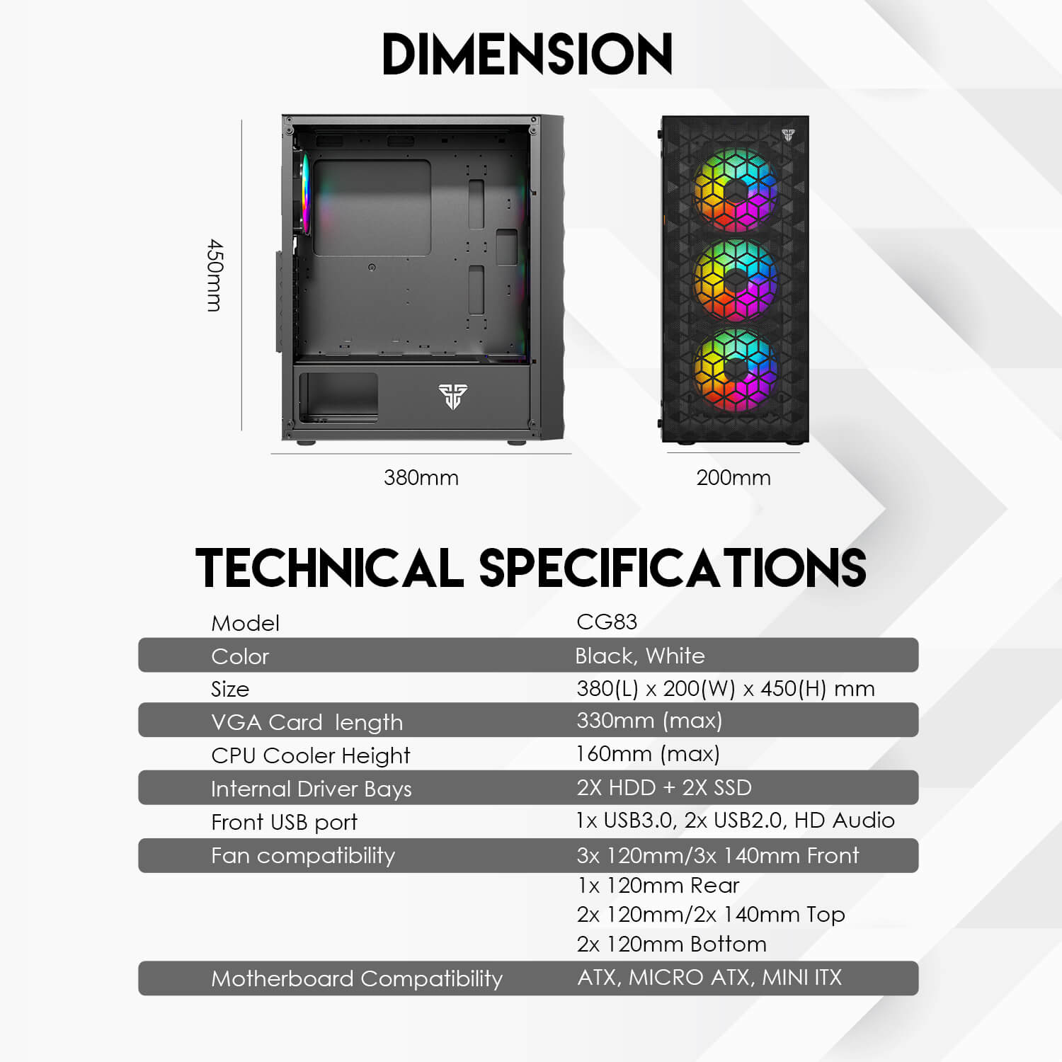 Fantech AERO 2 CG83 Middle Tower Gaming Case