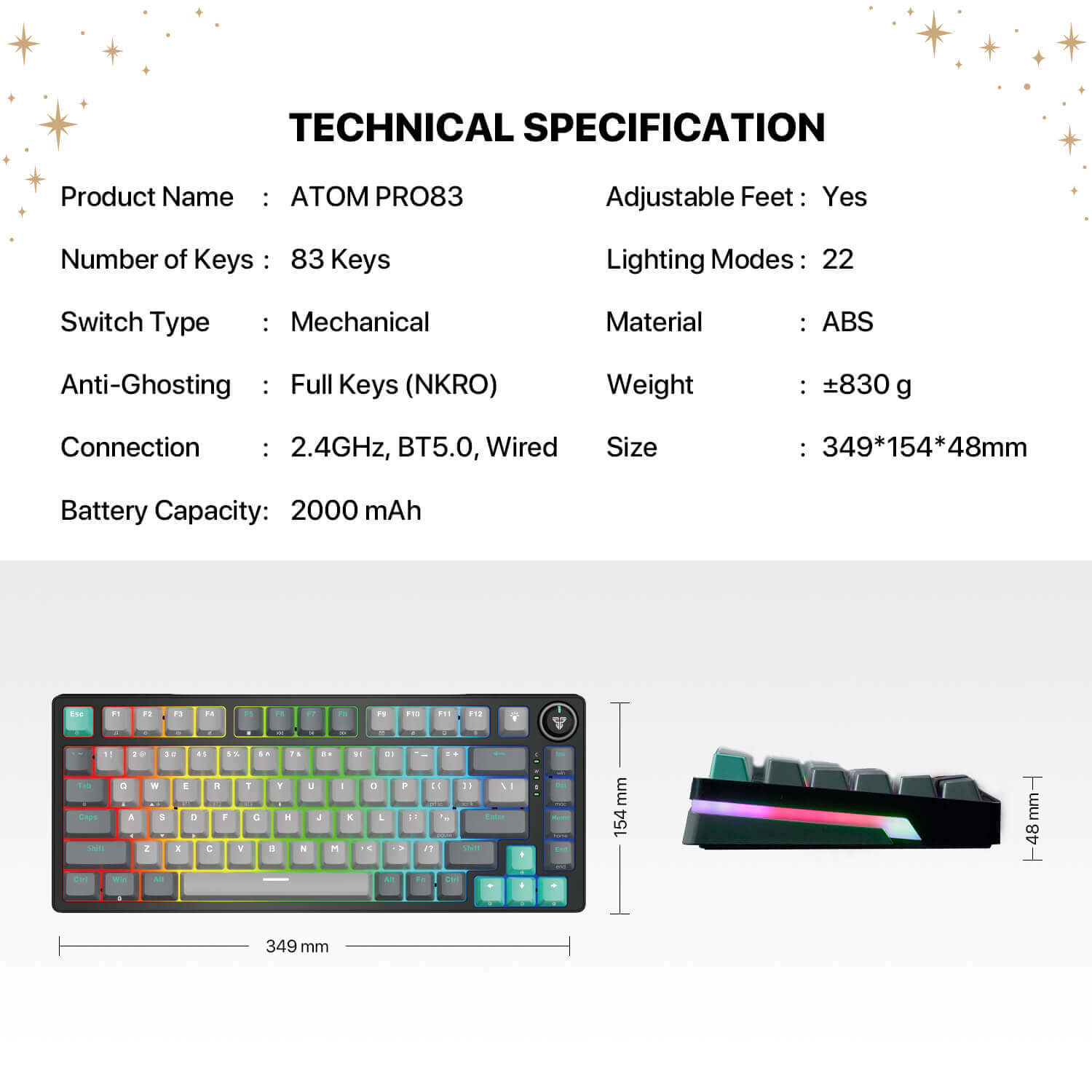 FANTECH ATOM PRO83 MK913 MECHANICAL KEYBOARD