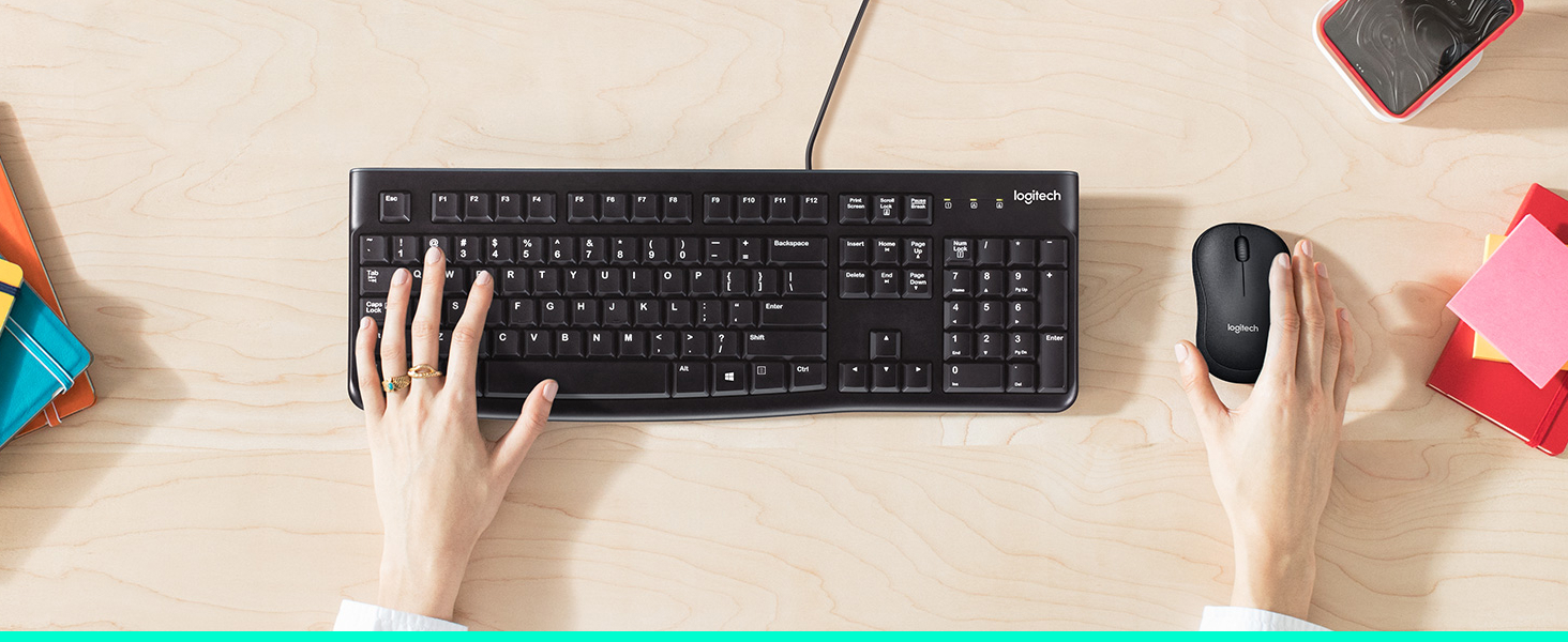 Logitech K120 Wired Keyboard for Windows, USB Plug-and-Play, Full-Size, Spill-Resistant