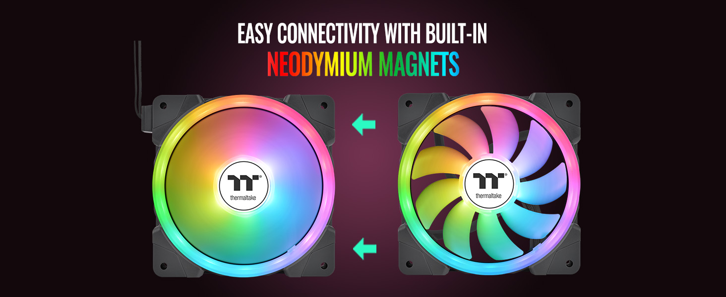 Thermaltake SWAFAN EX12 ARGB PC Cooling Fan - Built-in neodymium magnets