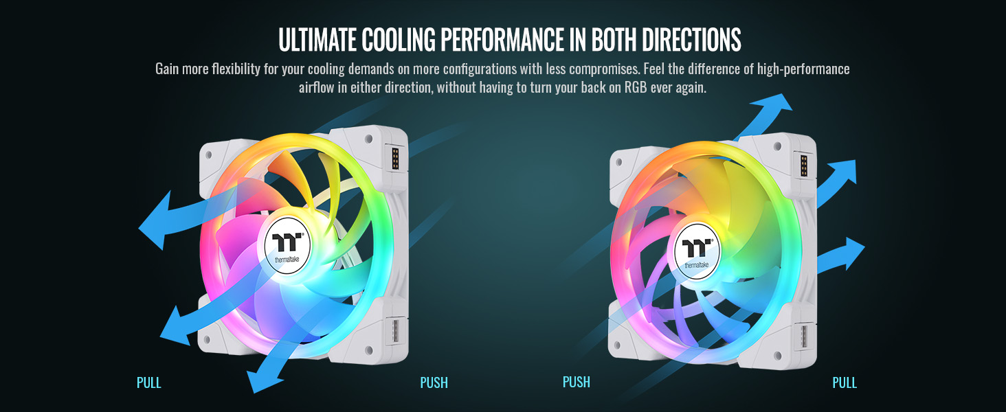 Thermaltake SWAFAN EX12 ARGB PC Cooling Fan - White - Cooling performance in both directions