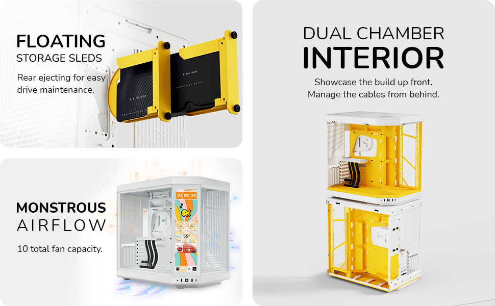 New HYTE Y70 Touch Infinite ATX PC case boasts dual chamber and storage for customization.