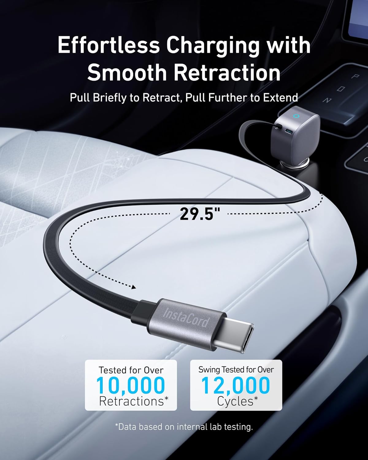 Anker Nano 75W Fast Car Charger with Retractable Cable Gray Anker Nano 75W Fast Car Charger with Retractable Cable Gray