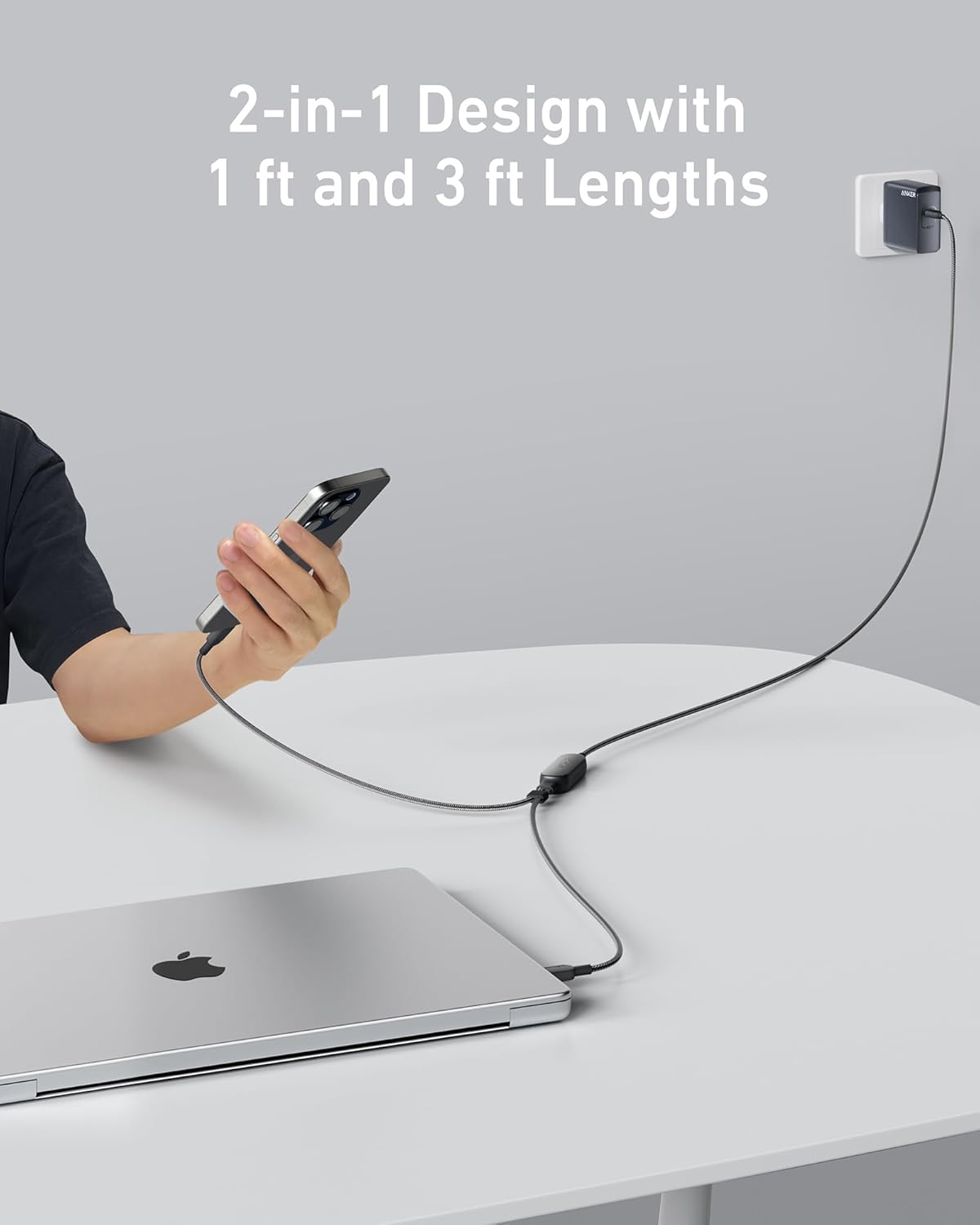 Anker 2 in 1 USB C Cable 140W Fast Charging for Multiple Devices - BlackProduct Details Anker 2 in 1 USB C Cable 140W Fast Charging for Multiple Devices - BlackProduct Details