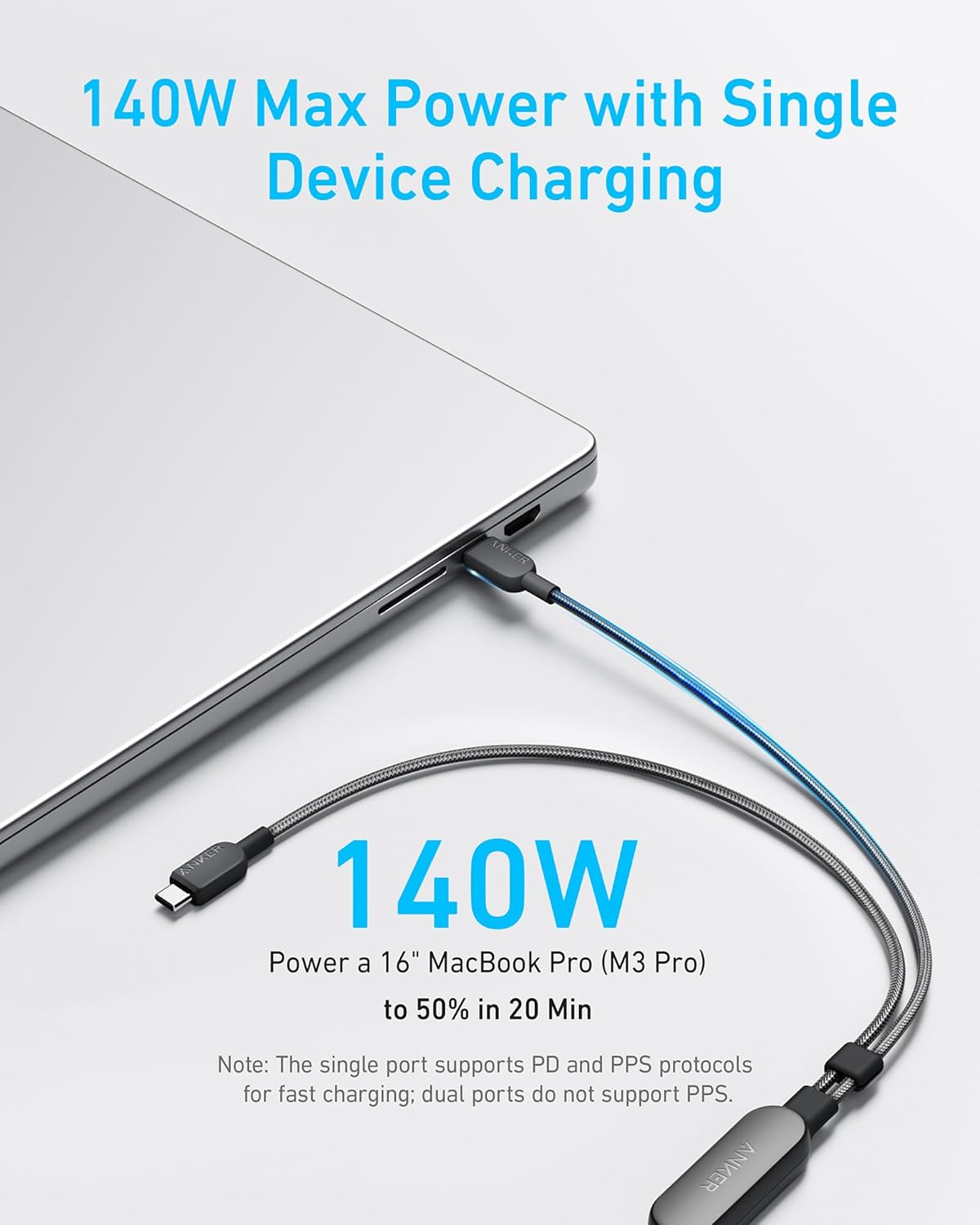 Anker 2 in 1 USB C Cable 140W Fast Charging for Multiple Devices - BlackProduct Details Anker 2 in 1 USB C Cable 140W Fast Charging for Multiple Devices - BlackProduct Details