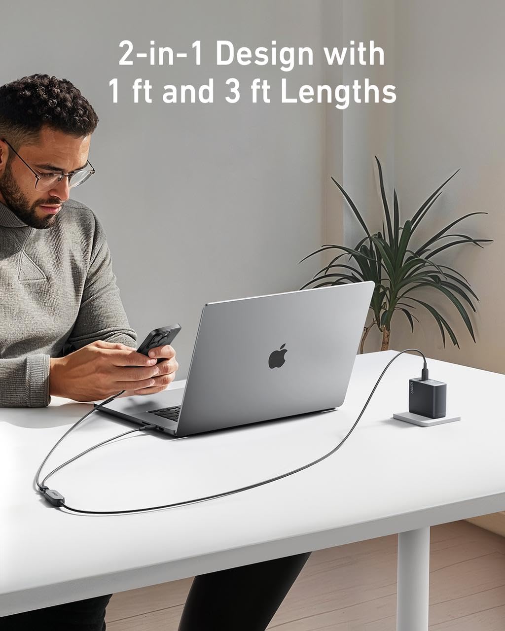 Anker 2 in 1 USB C Cable 140W Fast Charging for Multiple Devices - BlackProduct Details Anker 2 in 1 USB C Cable 140W Fast Charging for Multiple Devices - BlackProduct Details