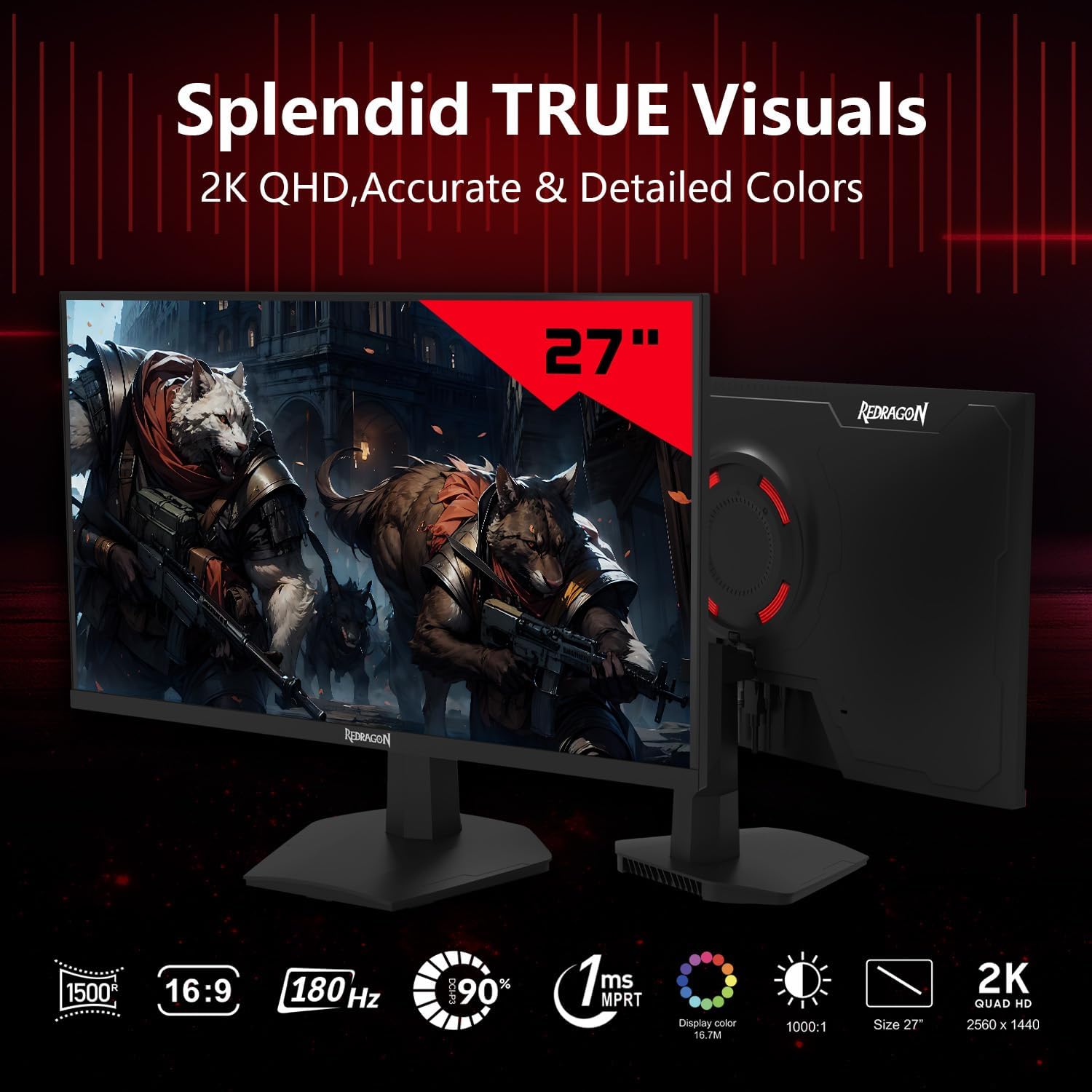 Redragon OPAL GM27X5QIPS 27-inch QHD(2560 x 1440), 180Hz Refresh Rate, 1ms MPRT, IPS Panel Gaming Monitor with AMD FreeSync Redragon OPAL GM27X5QIPS 27-inch QHD(2560 x 1440), 180Hz Refresh Rate, 1ms MPRT, IPS Panel Gaming Monitor with AMD FreeSync