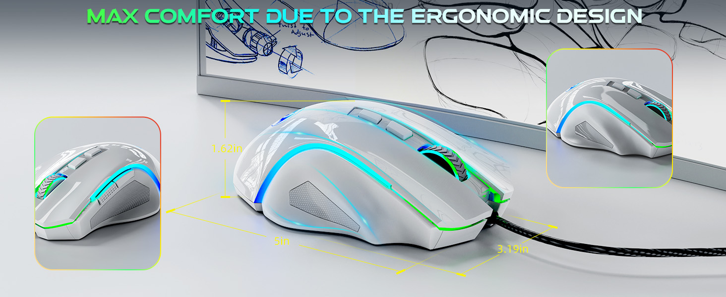 comfortable ergonomic wired mouse