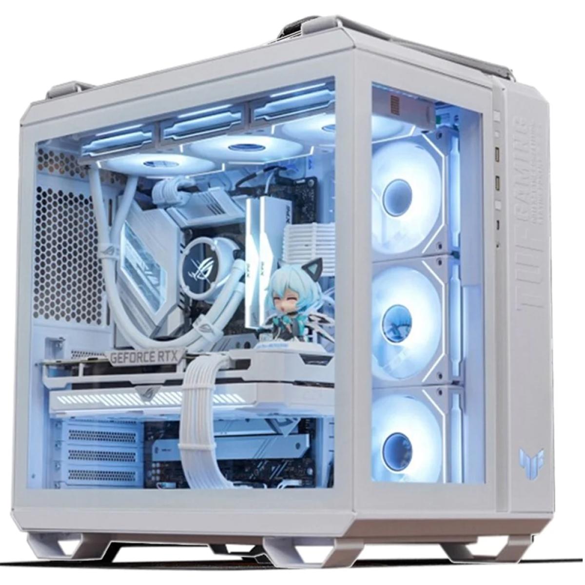 ASUS TUF Gaming GT502 White ATX Mid-Tower Computer Case,Front Panel RGB Button,USB 3.2 Type-C,2x USB 3.0 Ports,Tool Pre-installed 4 ARGB Fans-whiteIt's Wonderfully Split!Hybrid Function BracketVertical VGA MountTool-Free Side PanelsFront-Panel High-Speed 