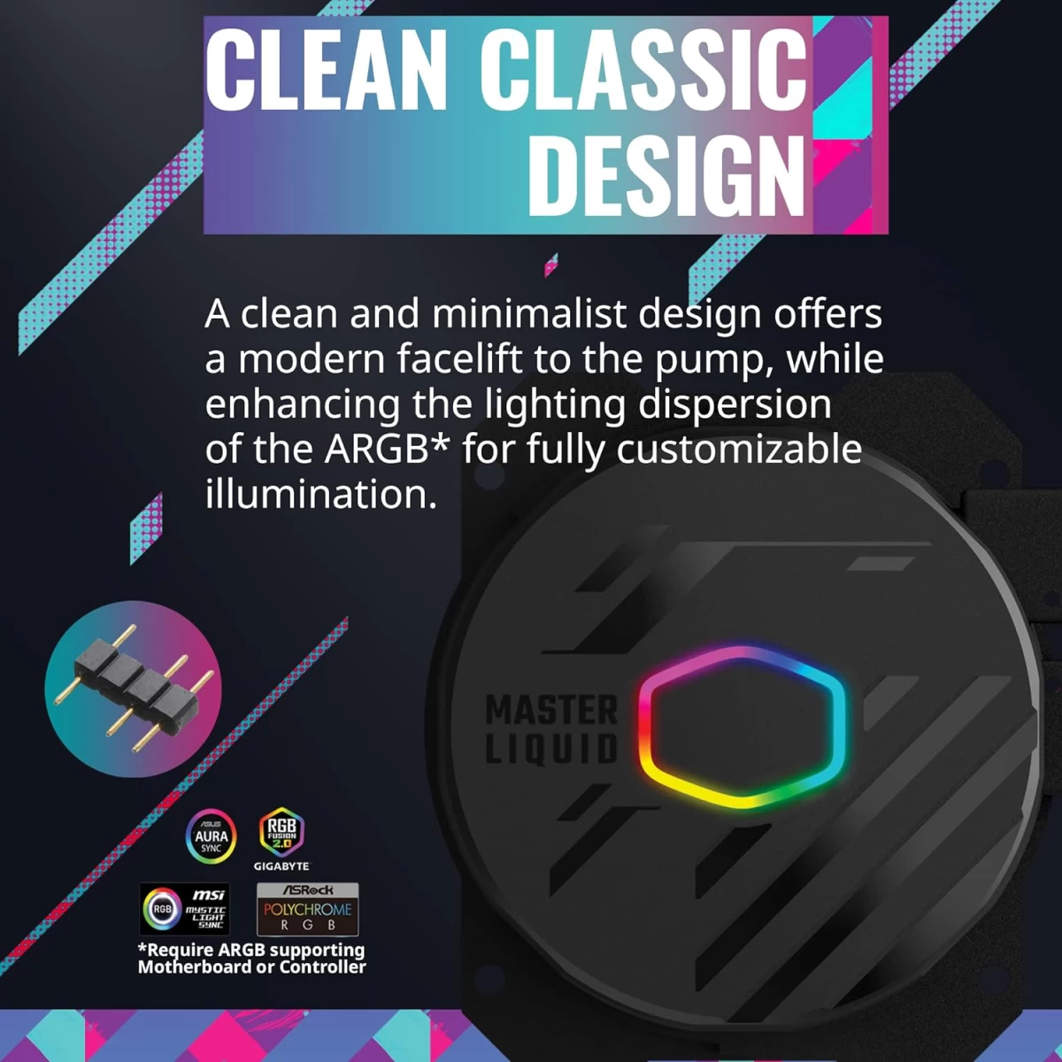 Cooler Master MasterLiquid 360L Core 360mm AIO Liquid Cooler ARGB Sync Gen S For Intel & AMD CPU - Black Cooler Master MasterLiquid 360L Core 360mm AIO Liquid Cooler ARGB Sync Gen S For Intel & AMD CPU - Black