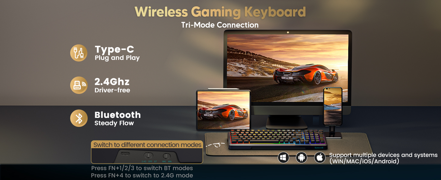 Tri-Mode  Gaming Keyboard