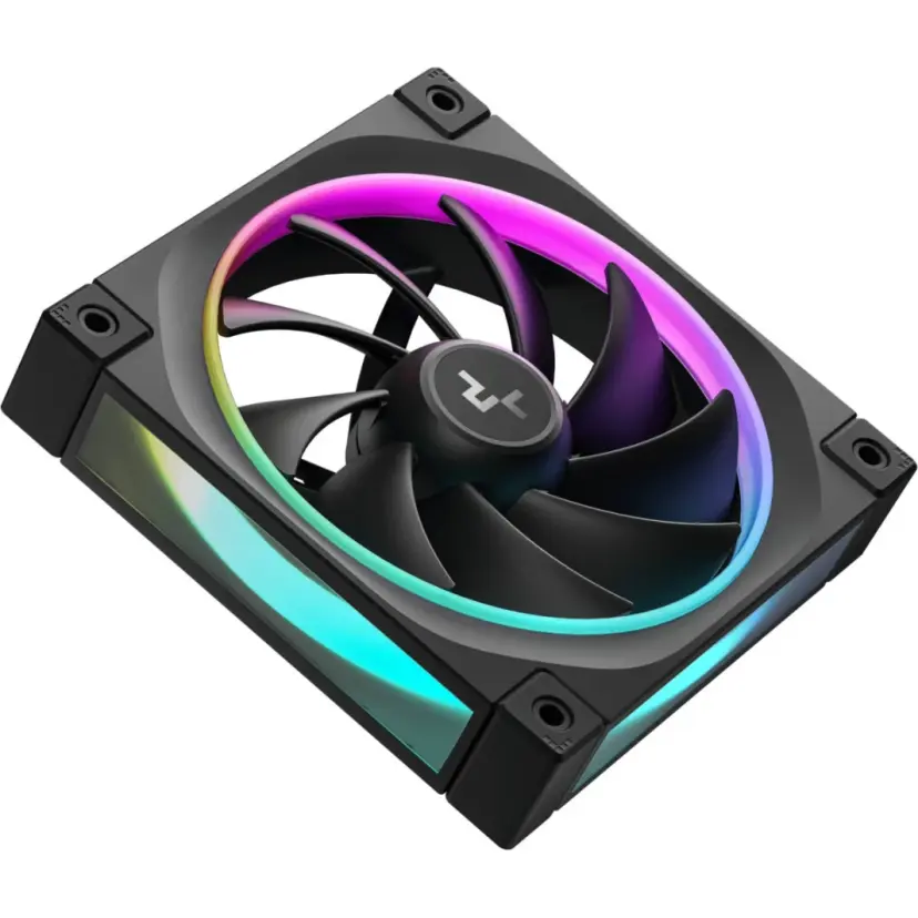 DeepCool FL12 120mm Case Fans, 2150 RPM Fan Speed, 55 CFM Fan Airflow, Fluid Dynamic Bearing Type, 4-Pin PWM Fan Connector, Addressable RGB LED, Single Pack, Black DeepCool FL12 120mm Case Fans, 2150 RPM Fan Speed, 55 CFM Fan Airflow, Fluid Dynamic Bearing Type, 4-Pin PWM Fan Connector, Addressable RGB LED, Single Pack, Black
