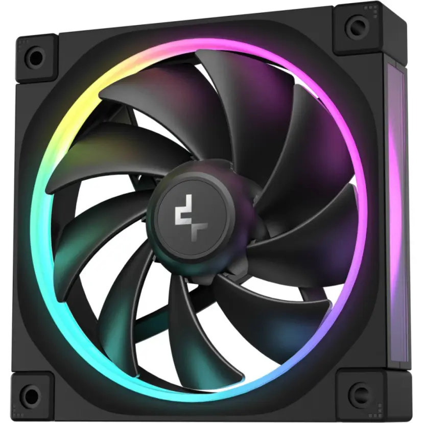 DeepCool FL12 120mm Case Fans, 2150 RPM Fan Speed, 55 CFM Fan Airflow, Fluid Dynamic Bearing Type, 4-Pin PWM Fan Connector, Addressable RGB LED, Single Pack, Black DeepCool FL12 120mm Case Fans, 2150 RPM Fan Speed, 55 CFM Fan Airflow, Fluid Dynamic Bearing Type, 4-Pin PWM Fan Connector, Addressable RGB LED, Single Pack, Black