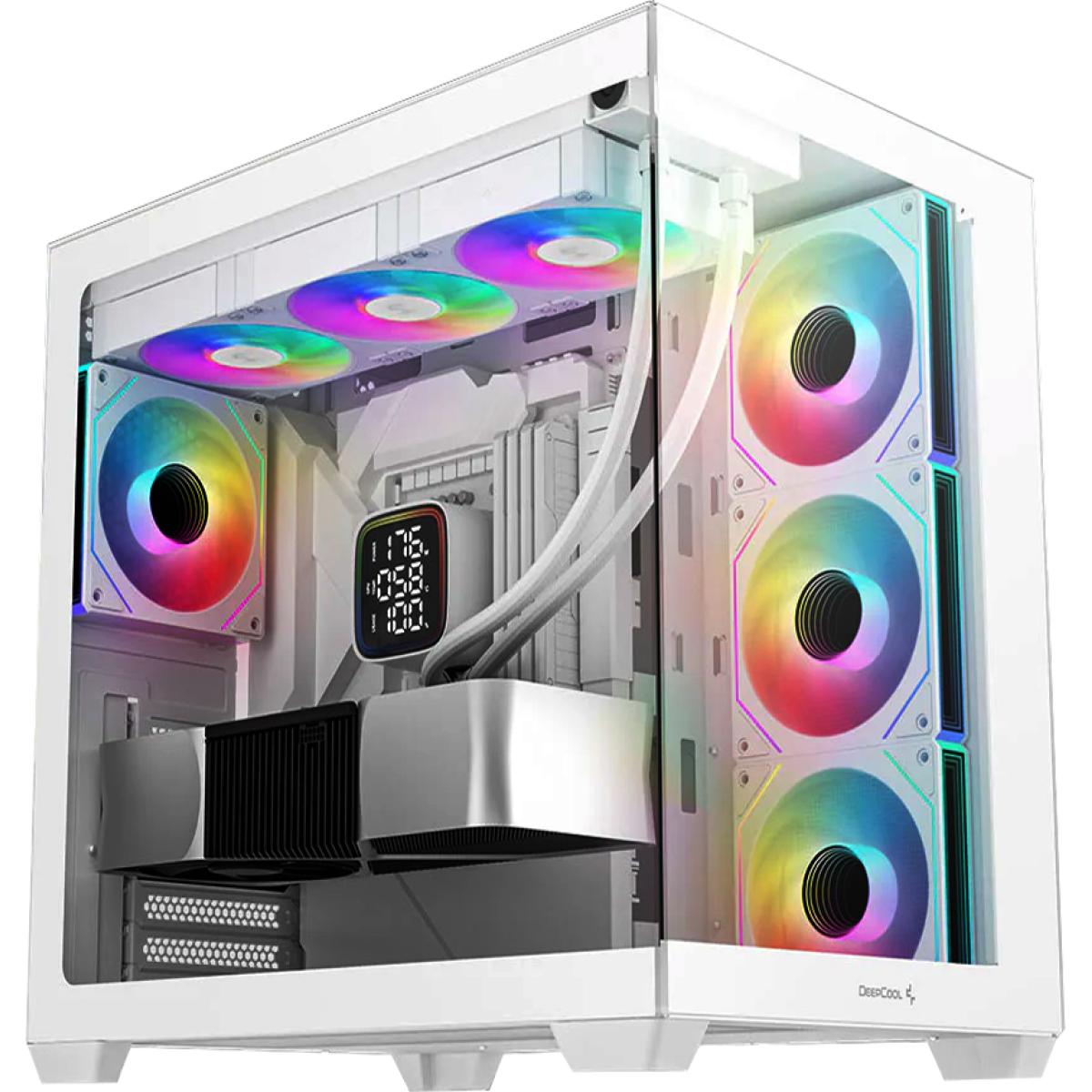 DeepCool CG530 4F Panoramic ATX Mid-Tower Case – White, Tempered Glass, 4x ARGB Fans,white