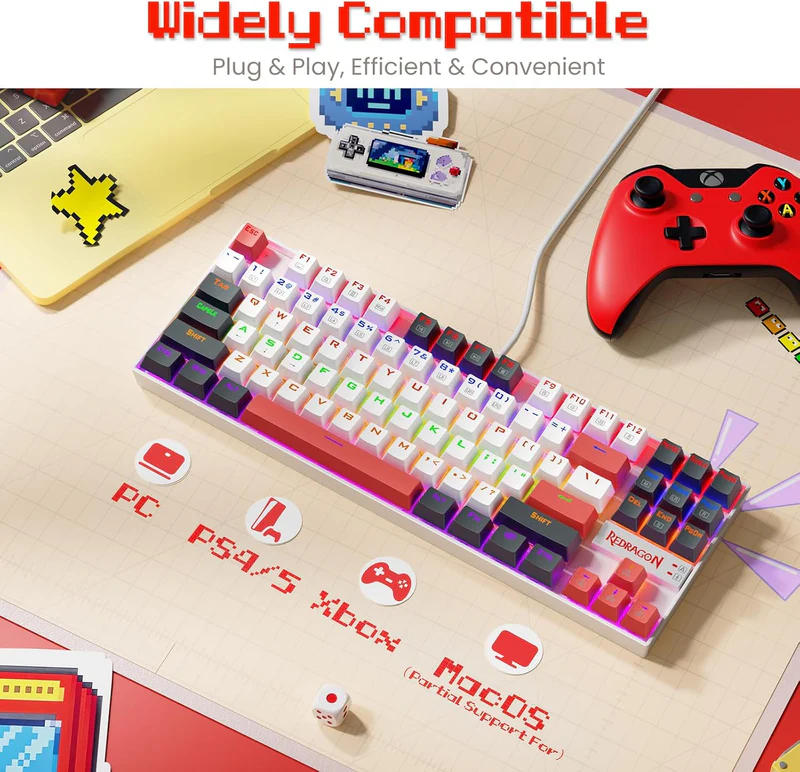 Redragon K552 Mechanical Gaming Keyboard, 87-Key Compact, LED Gaming Keyboard with Red Switches, Anti-Ghosting (Neo Nocturne) Redragon K552 Mechanical Gaming Keyboard, 87-Key Compact, LED Gaming Keyboard with Red Switches, Anti-Ghosting (Neo Nocturne)