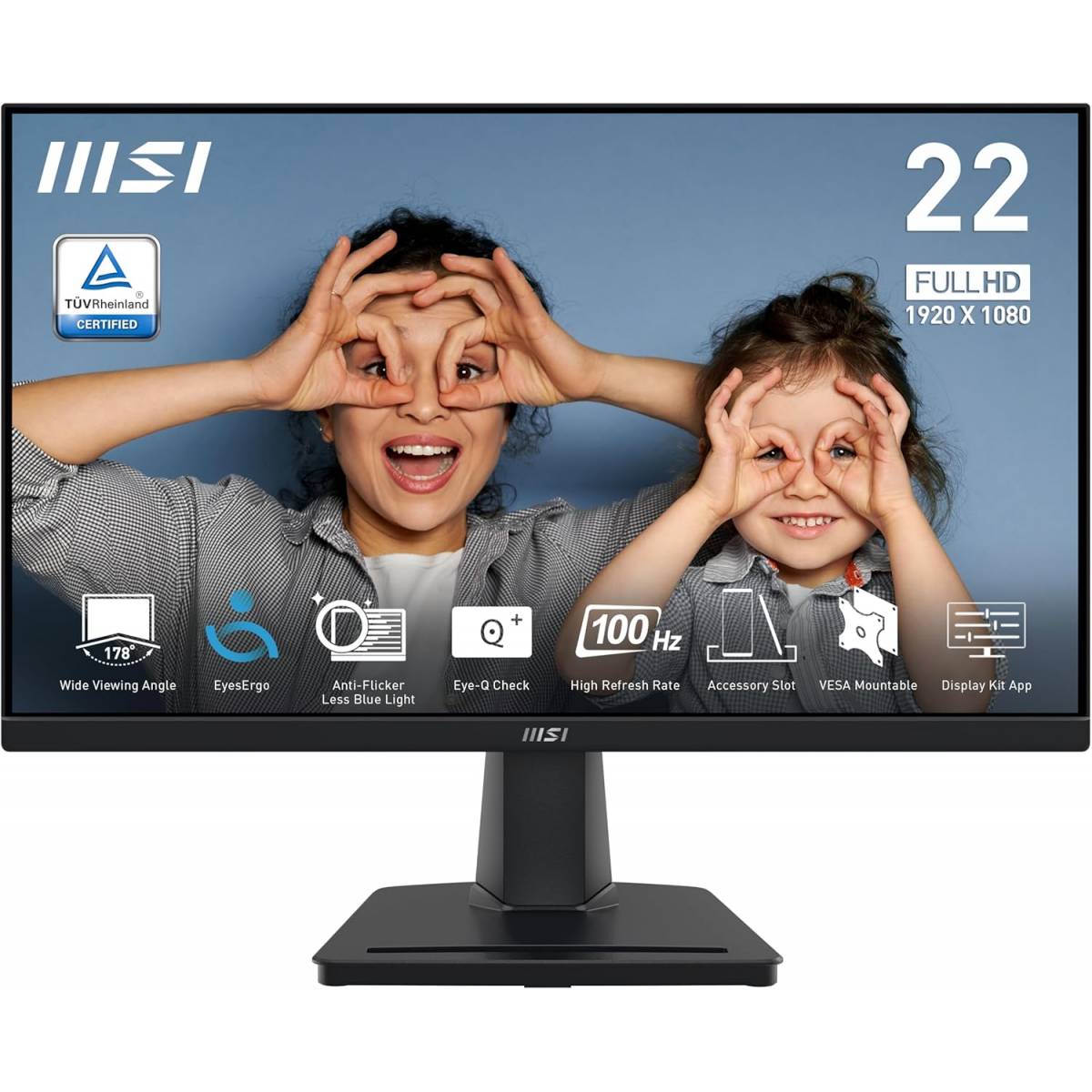 MSI PRO MP225V,22-inch VA 1920 x 1080 (FHD) Computer Monitor, 100Hz, Adaptive-Synch, HDMI, Video Port21.5