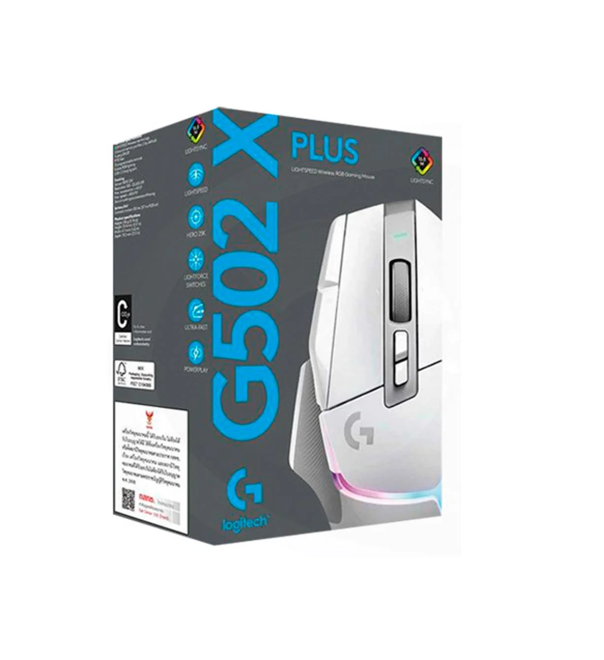 Logitech G502 X Plus Lightspeed Wireless RGB Gaming Mouse - Optical Mouse with LIGHTFORCE Hybrid switches, LIGHTSYNC RGB, Hero 25K Gaming Sensor, Compatible with PC - macOS/Windows - WhiteLIGHTFORCE SWITCHESLIGHTSPEED WIRELESSHERO 25K SENSORPERFECT PAIR