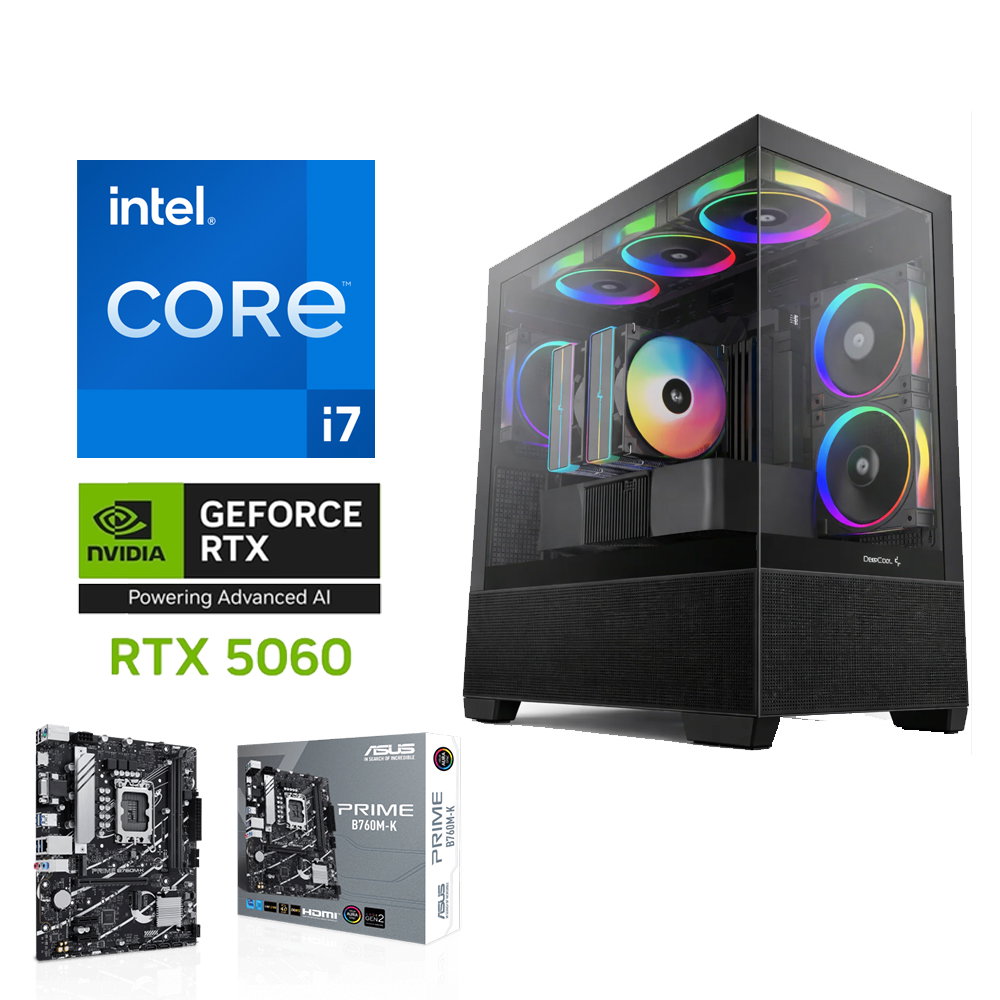 GAMING PC INTEL CORE i7-14700F // RTX 5060 8GB GDDR7 OC // 16GB RAM DDR4 - Custom Build