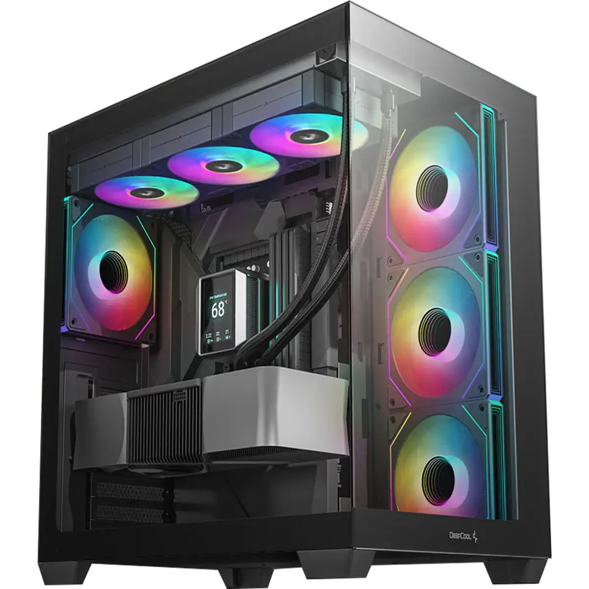 DeepCool CG530 4F Panoramic ATX Mid-Tower Case – black , Tempered Glass, 4x ARGB Fans,black