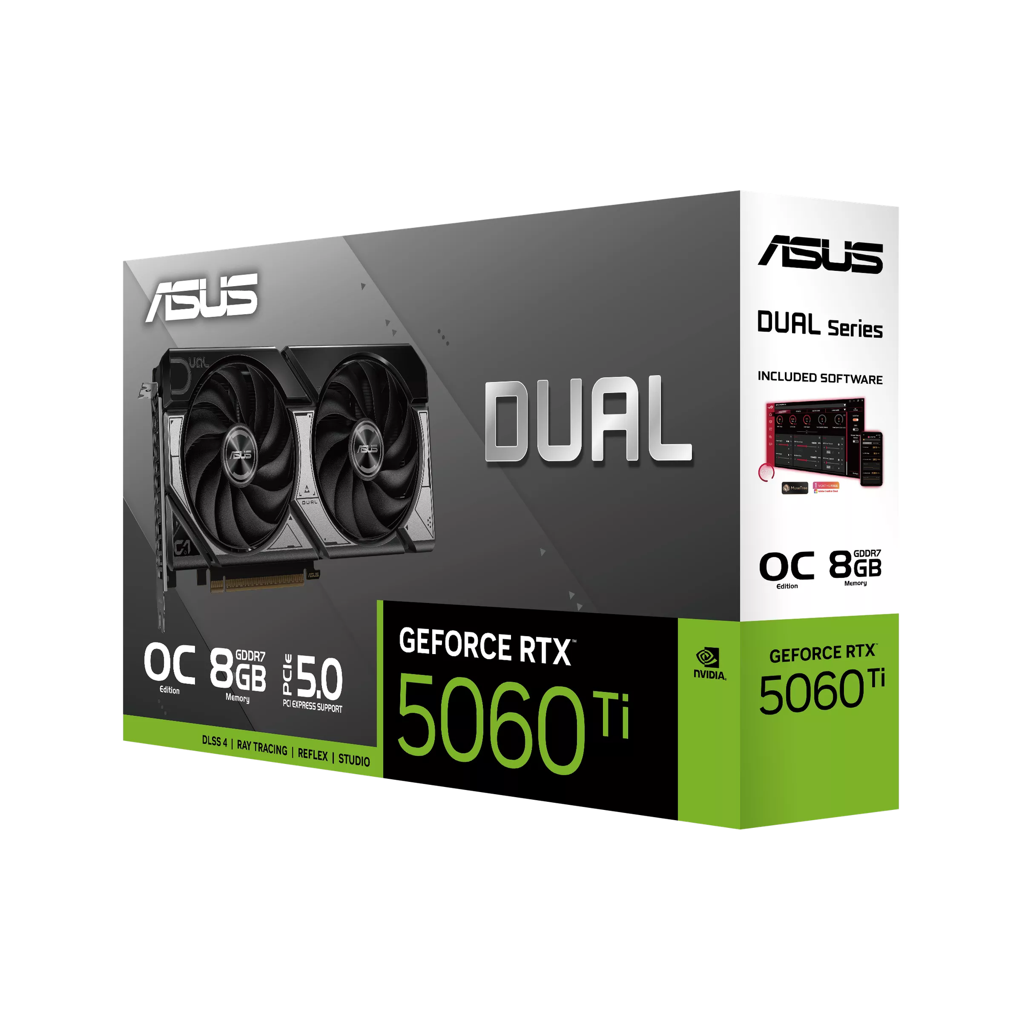 ASUS Dual GeForce RTX™ 5060 Ti 8GB GDDR7 OC Edition Graphics Card, NVIDIA, Desktop2.5-slot DesignDual BIOS ASUS Dual GeForce RTX™ 5060 Ti 8GB GDDR7 OC Edition Graphics Card, NVIDIA, Desktop2.5-slot DesignDual BIOS