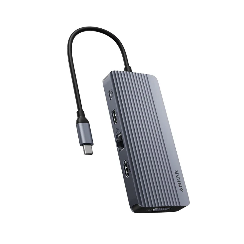 Anker 10-in-1 USB C Hub, Dual-Display USB C Docking Station, One 4K@30Hz HDMI, 1080p VGA, 100W Power Delivery, 5 Gbps USBC&A Data Ports