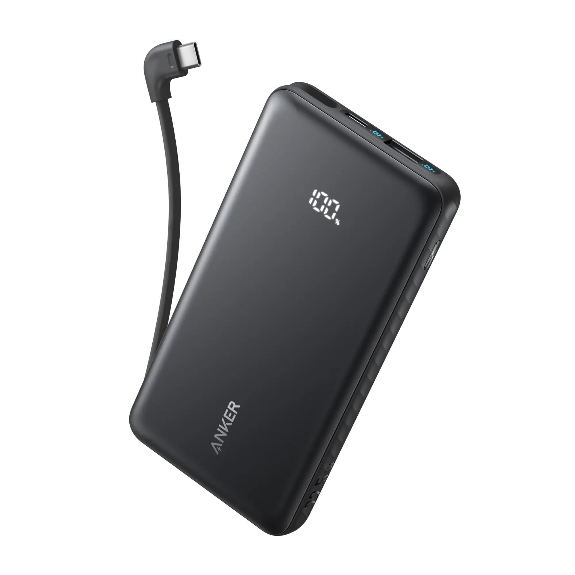 Anker Zolo Power Bank, 10k, 22.5W Max,USB-C In 22.5W Fast Charging Power Bank with Built-in USB-C Cable A110D