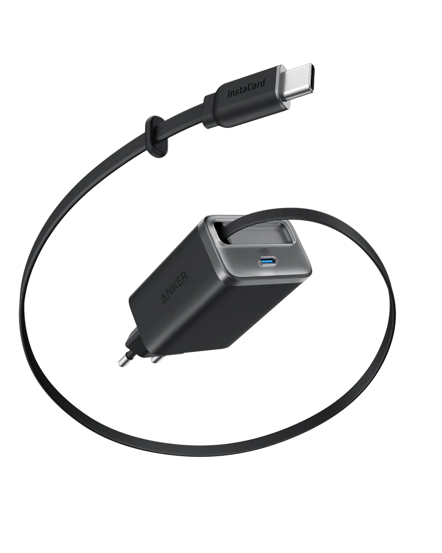 Anker Nano USB C Charger Block, 35W Max 2-Port Compact Charger with Durable Built-in Anker InstaCord Retractable Cable