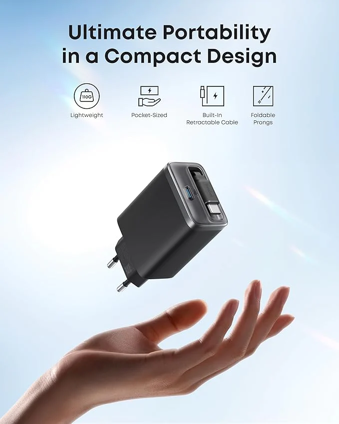 Anker Nano USB C Charger Block, 35W Max 2-Port Compact Charger with Durable Built-in Anker InstaCord Retractable Cable Anker Nano USB C Charger Block, 35W Max 2-Port Compact Charger with Durable Built-in Anker InstaCord Retractable Cable