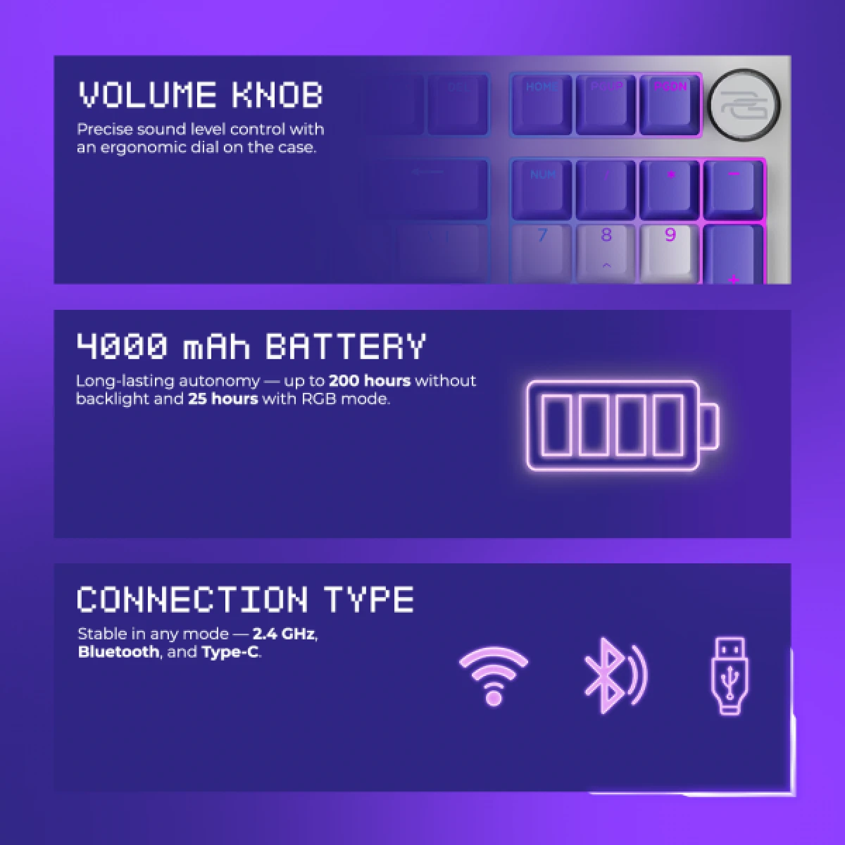 Proove RGB Mechanical Wireless Keyboard Gaming Slicker Special Edition, connection Type: 2.4GHz+BT5.3+USB, Typical switches Huano Kobe- White Proove RGB Mechanical Wireless Keyboard Gaming Slicker Special Edition, connection Type: 2.4GHz+BT5.3+USB, Typical switches Huano Kobe- White