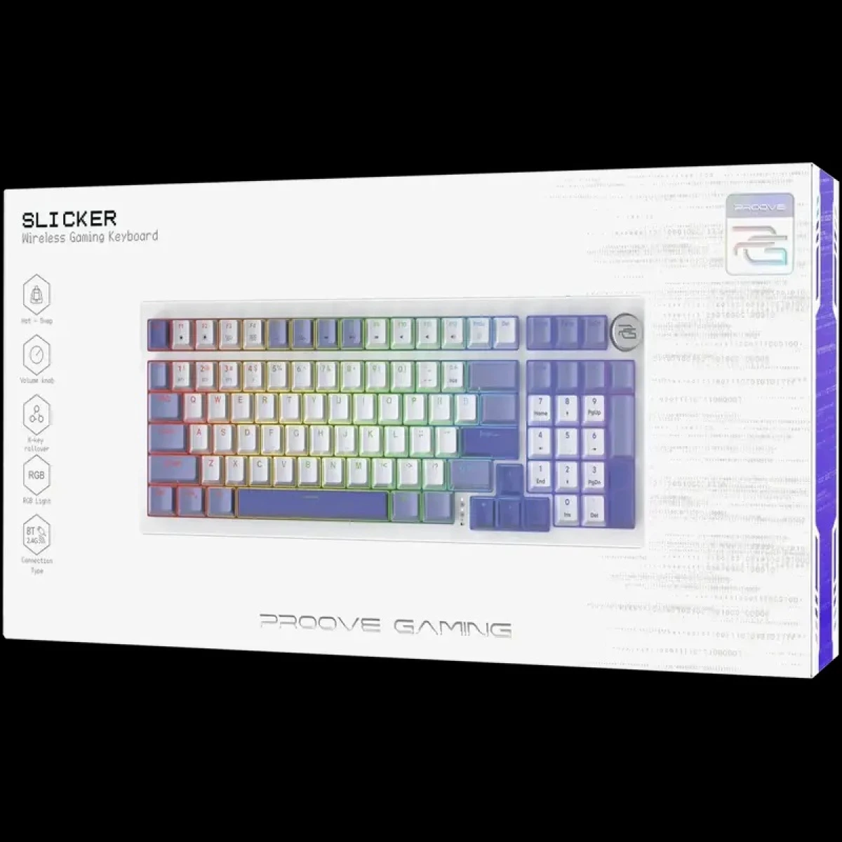 Proove RGB Mechanical Wireless Keyboard Gaming Slicker Special Edition, connection Type: 2.4GHz+BT5.3+USB, Typical switches Outemu Red- White Proove RGB Mechanical Wireless Keyboard Gaming Slicker Special Edition, connection Type: 2.4GHz+BT5.3+USB, Typical switches Outemu Red- White