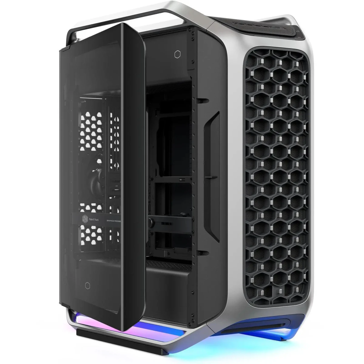 Cooler Master Cosmos Alpha Full Tower PC Case Free Form 2.0 Rotatable Layout,400mm GPUs 420mm Radiator Curved Aluminum Frame, Tempered Glass, Dual 200mm Fans, E-ATX Support Cooler Master Cosmos Alpha Full Tower PC Case Free Form 2.0 Rotatable Layout,400mm GPUs 420mm Radiator Curved Aluminum Frame, Tempered Glass, Dual 200mm Fans, E-ATX Support