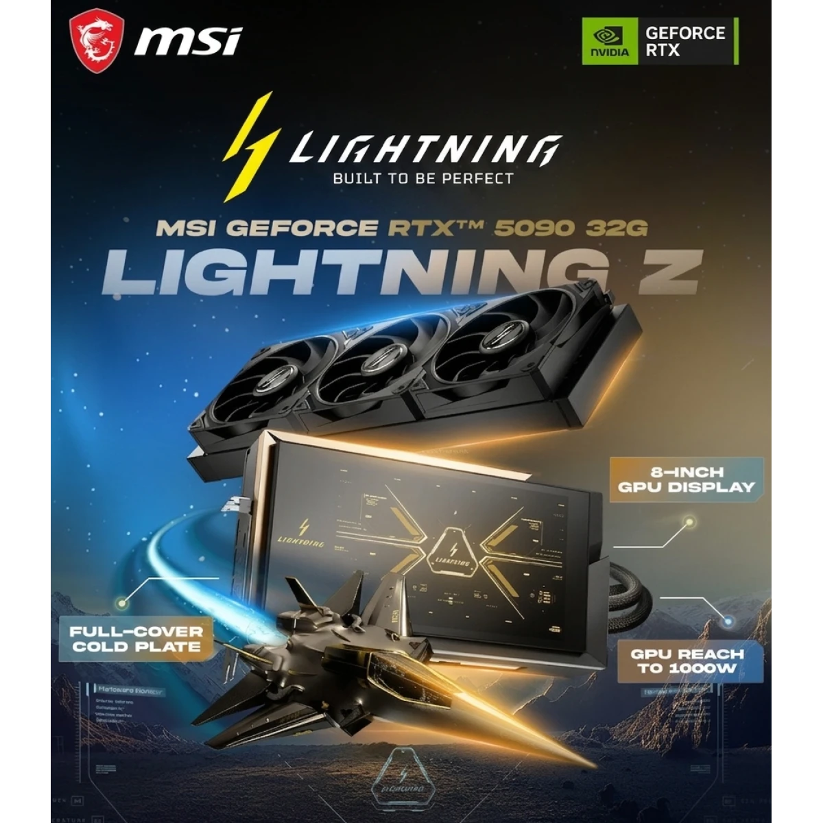 MSI GeForce RTX 5090 LIGHTNING Z Graphics Card, 32GB GDDR7 512-Bit Memory, 2730 MHz Boost Clock, Hybrid-fin Radiator, 28 Gbps Memory Speed, PCI Express Gen 5
