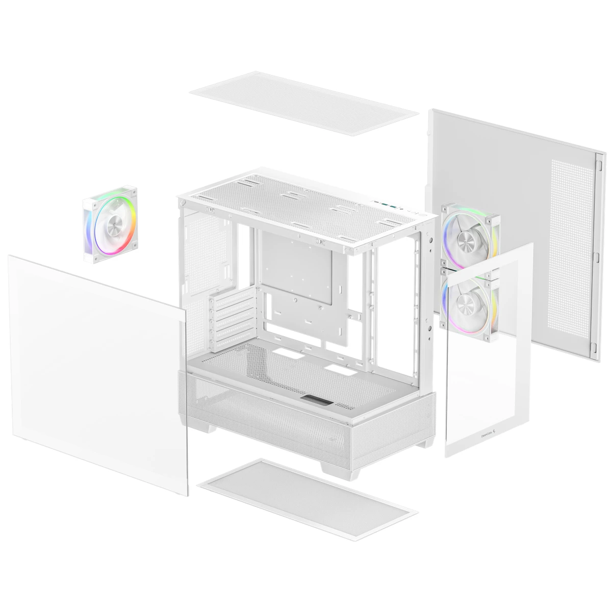 DeepCool CG380 3F Panoramic ATX Mid-Tower Case 3x Pre Installed ARGB Fans , Support Back Connectors & Up to 360mm +240mm Radiators, Front 2x USB3.0 1x USB C , White DeepCool CG380 3F Panoramic ATX Mid-Tower Case 3x Pre Installed ARGB Fans , Support Back Connectors & Up to 360mm +240mm Radiators, Front 2x USB3.0 1x USB C , White