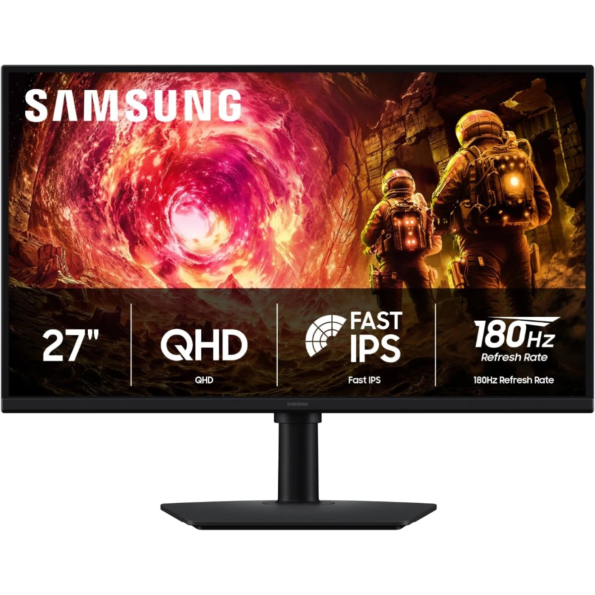 Samsung 27” Odyssey G5 G50F QHD 2K 180Hz Refresh Rate, Fast IPS Panel, HDR10, NVIDIA G-Sync Compatible, 1ms Response Time (GtG), AMD FreeSync™, Adjustable Stand