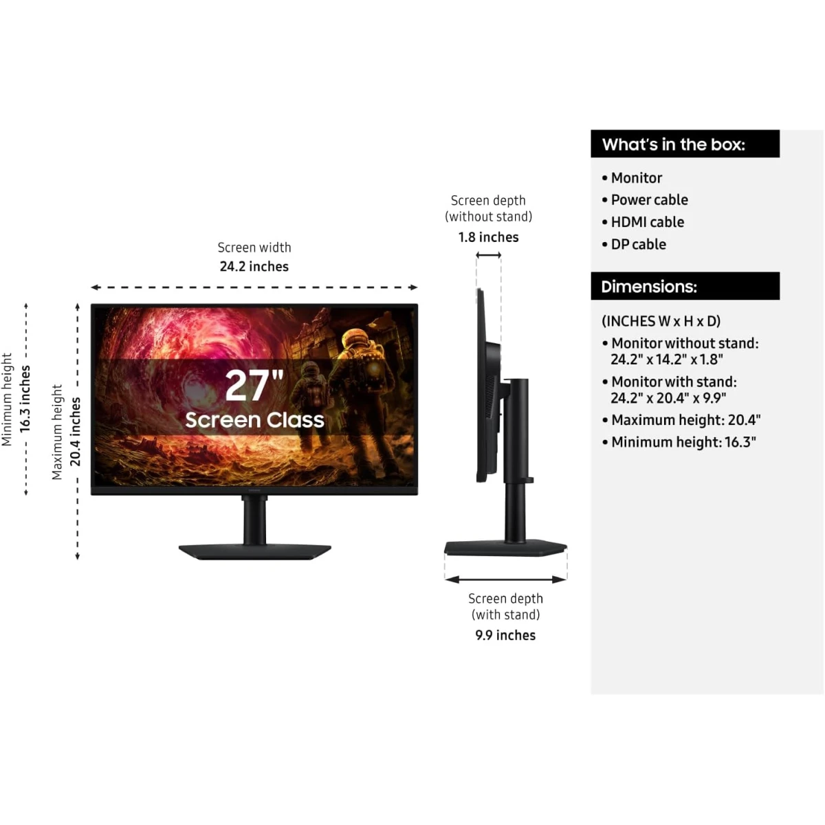 Samsung 27” Odyssey G5 G50F QHD 2K 180Hz Refresh Rate, Fast IPS Panel, HDR10, NVIDIA G-Sync Compatible, 1ms Response Time (GtG), AMD FreeSync™, Adjustable Stand Samsung 27” Odyssey G5 G50F QHD 2K 180Hz Refresh Rate, Fast IPS Panel, HDR10, NVIDIA G-Sync Compatible, 1ms Response Time (GtG), AMD FreeSync™, Adjustable Stand