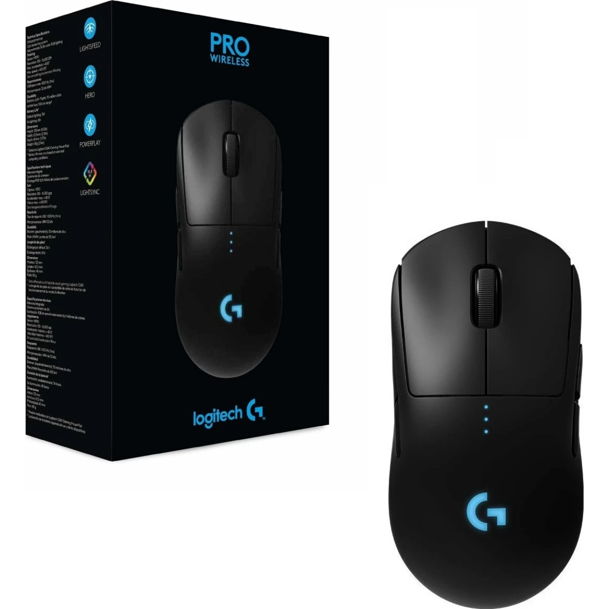 Logitech NEW G PRO Wireless HERO 25K Sensor 25,600 DPI RGB Ultra Lightweight 4-8 Programmable Buttons Long Battery Life , Black