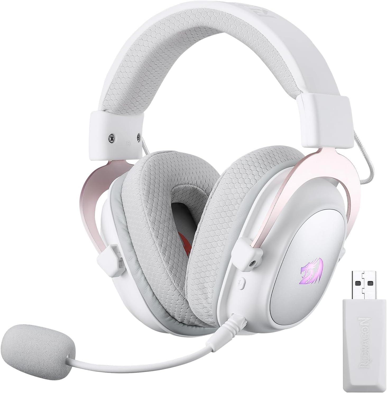 Redragon H510 PRO Zeus RGB Wireless Gaming Headset - 7.1 Surround Sound - White