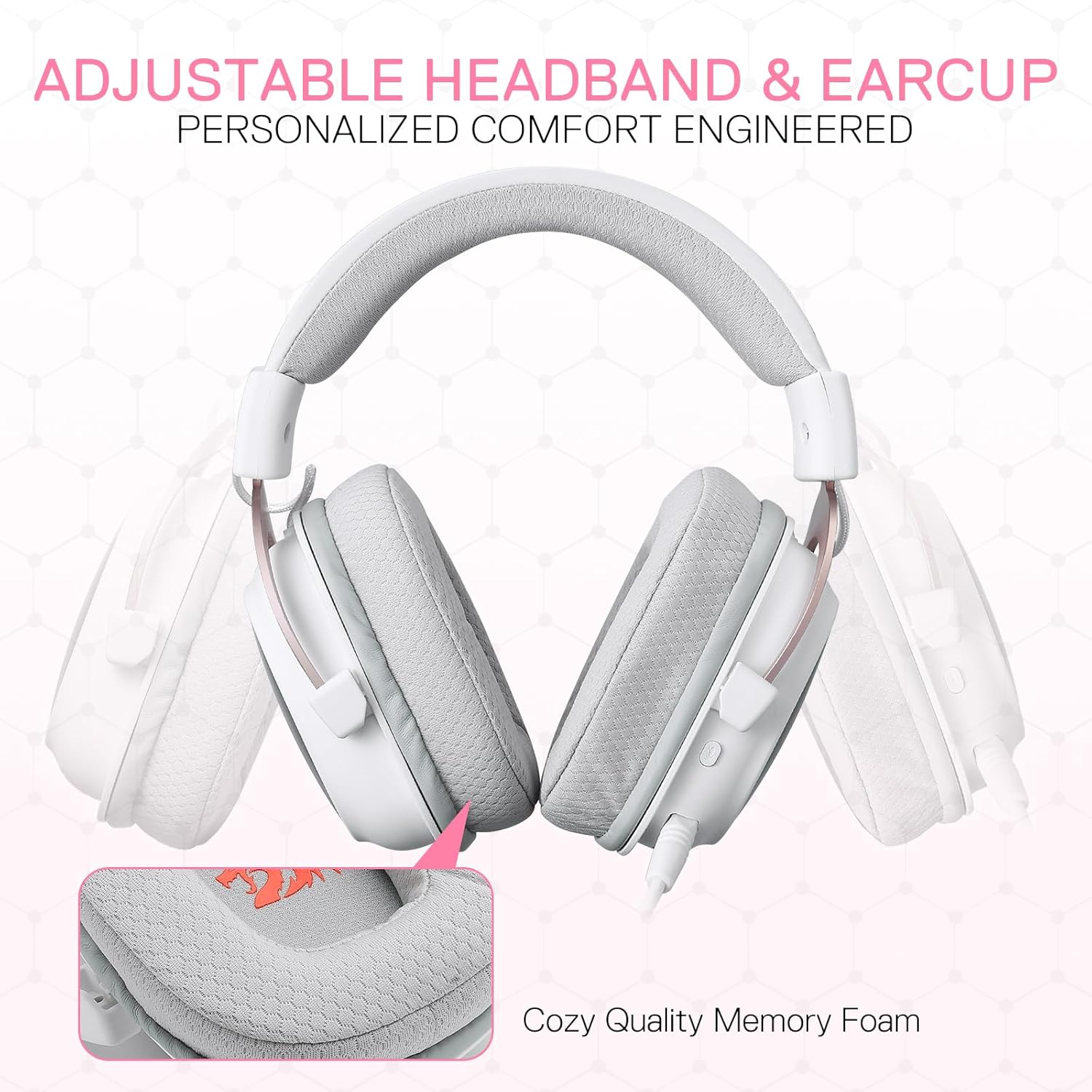 Redragon H510 PRO Zeus RGB Wireless Gaming Headset - 7.1 Surround Sound- White Redragon H510 PRO Zeus RGB Wireless Gaming Headset - 7.1 Surround Sound- White