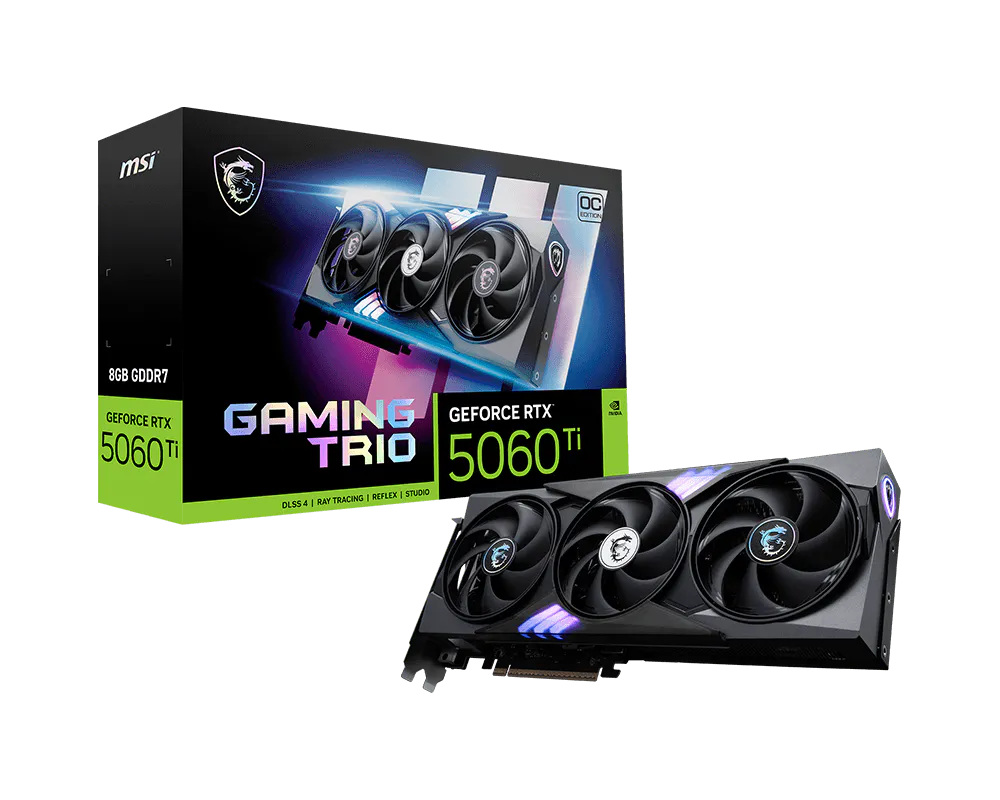MSI GeForce RTX 5060 Ti 8GB GAMING TRIO OC Graphics Card (8GB GDDR7,128-bit, Extreme Performance
