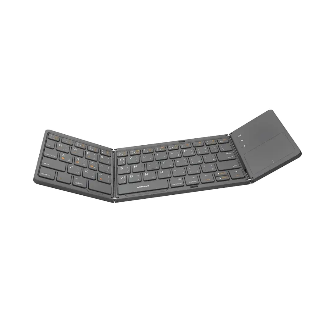 Green Lion Tri-Fold Wireless Keyboard with Arabic & English Layout, High-Sensitivity Touchpad