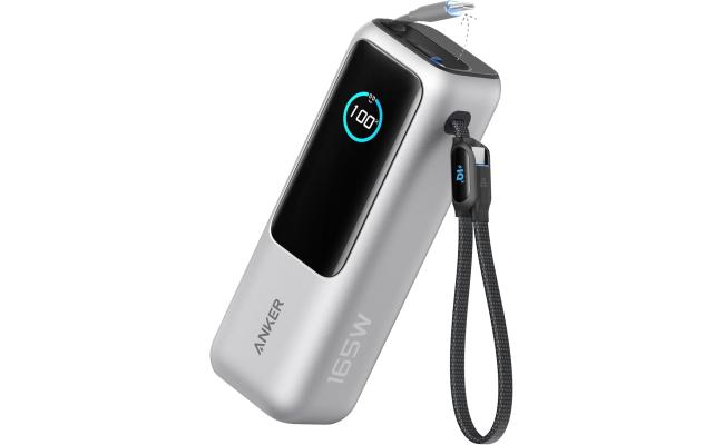 Anker ZOLO Power Bank – 25K, 165W, Built-In and Retractable Cables - Silve